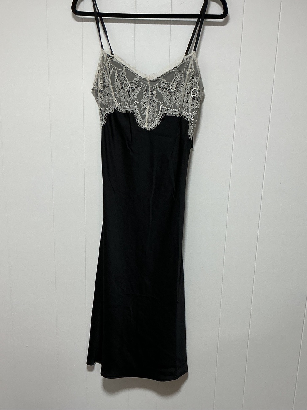 wild fable Black Slip Dress with Cream Lace Bodice